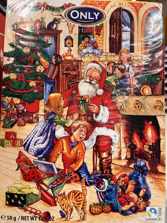 Personalized Advent Chocolate Calendar Santa Claus and Children